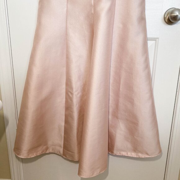 Alfred Sung Rose Gold One Shoulder Satin Gown Champagne Size 4 - Picture 7 of 12